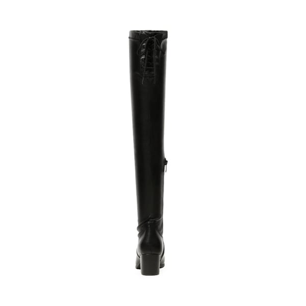 Laurence Chunky Heel Thigh High Boots - BLACK PU - 2